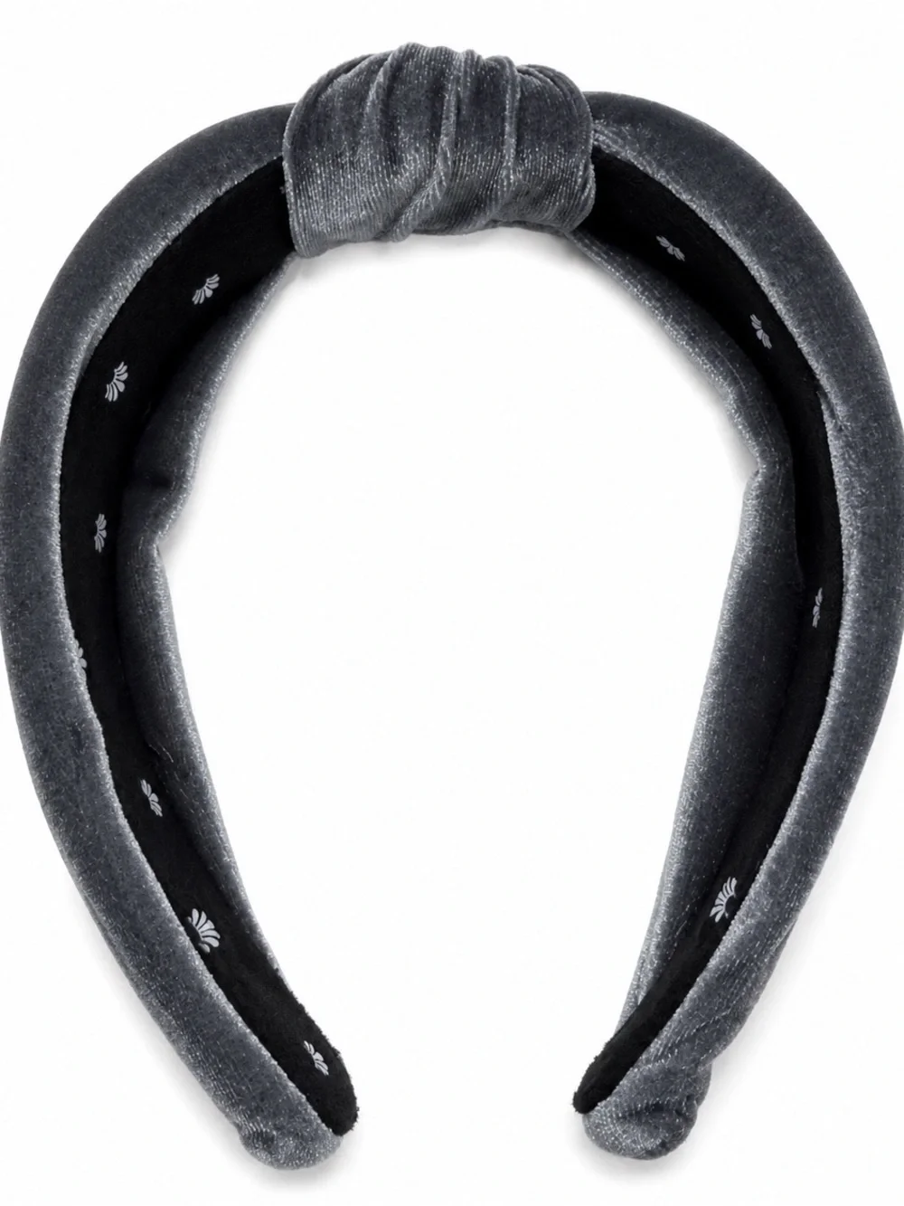 Lele Sadoughi Gray Velvet Padded Knotted Headband Hair Accessory